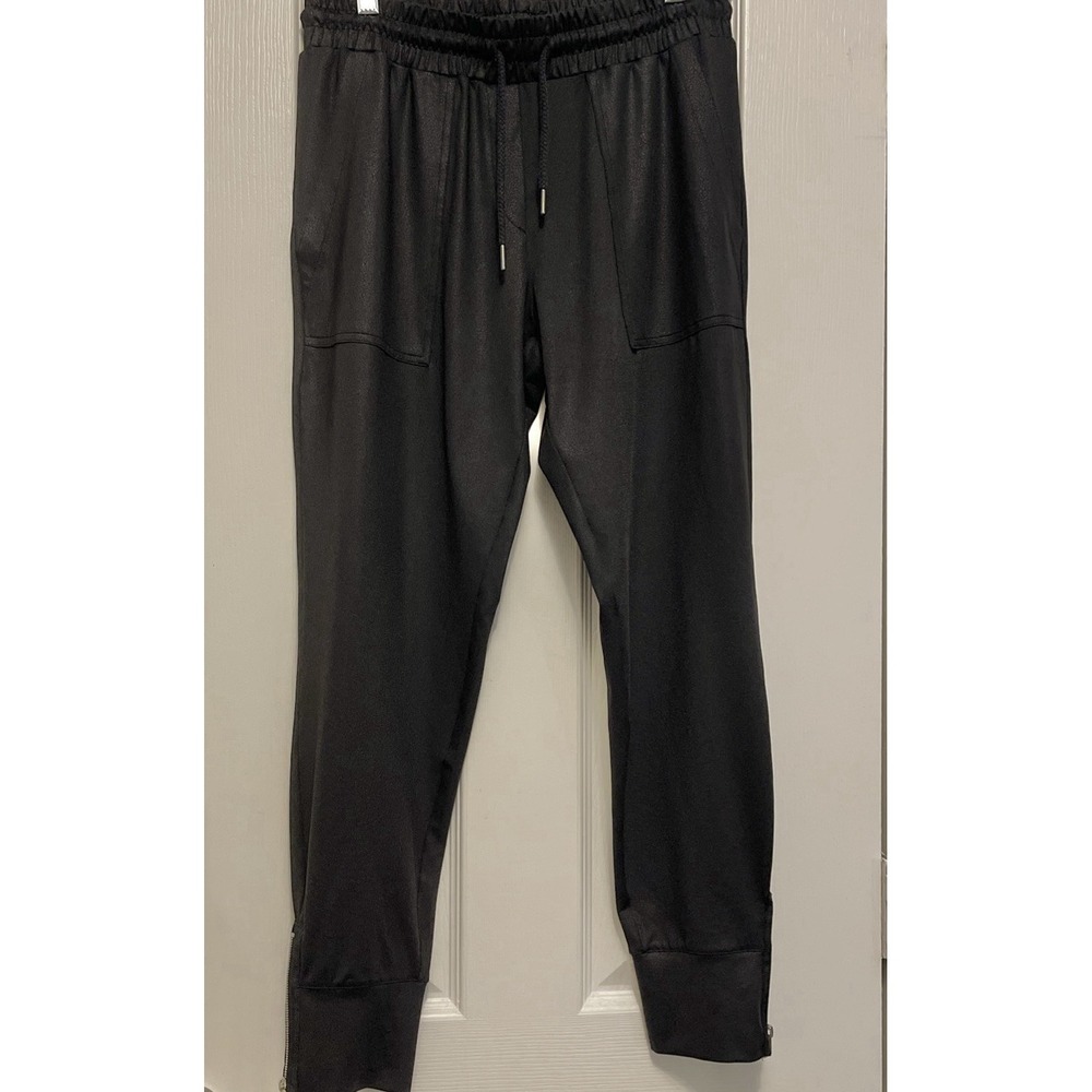 Six/Fifty Headliner Black Coated Joggers Zippered Ankle Cuffs Women's Sz L